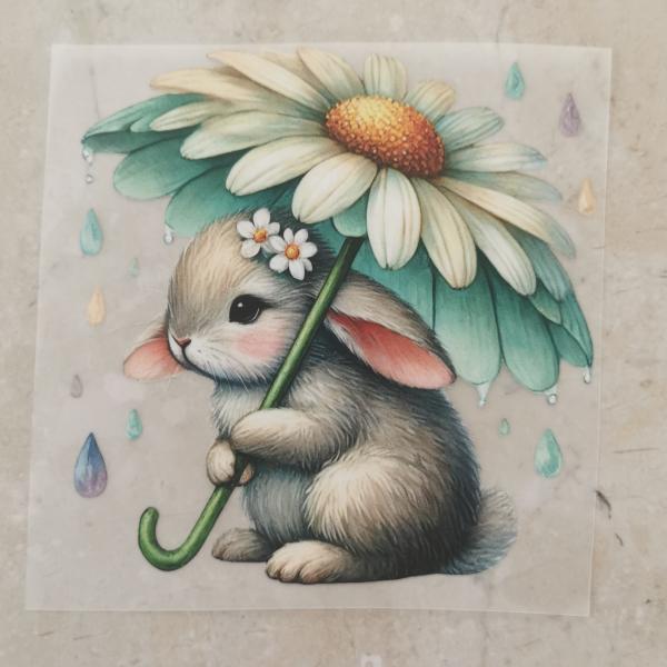 Bügelbild Regentag Hase