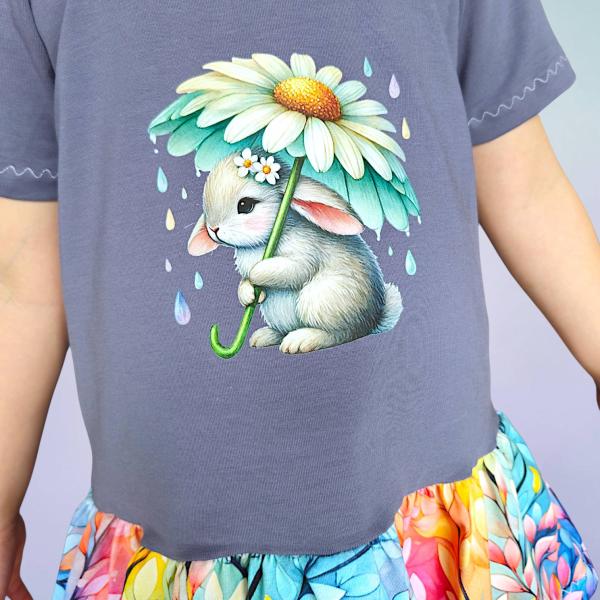 Bügelbild Regentag Hase