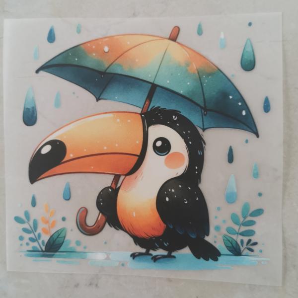 Bügelbild süßer Tukan Schirm