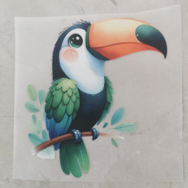 Bügelbild süßer Tukan Ast