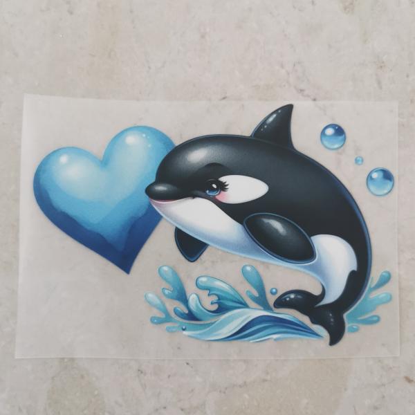 Bügelbild süßer Schwertwal Herz