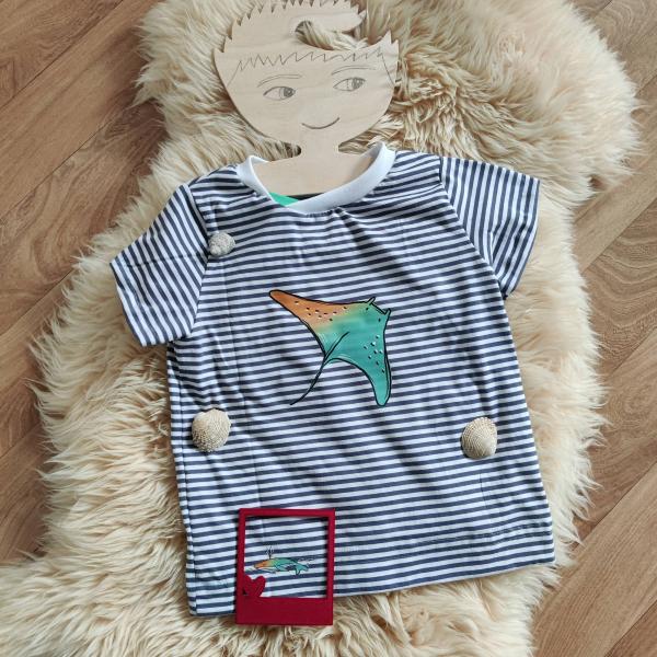 Bügelbild Rochen orange-türkis