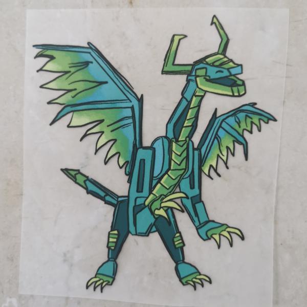 Bügelbild blauer Ninjadrache