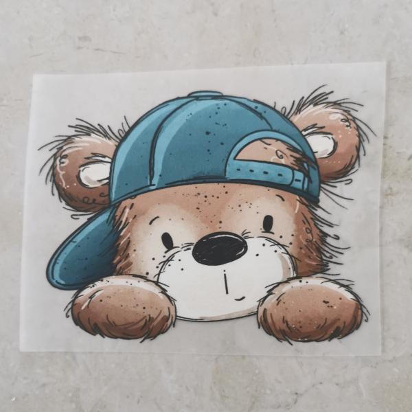 Bügelbild süßer Bärenkopf mit Cappy
