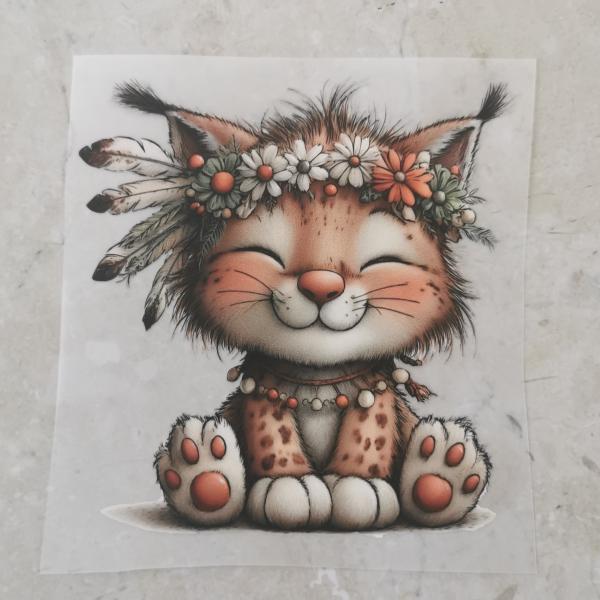 Bügelbild floraler Boho-Luchs