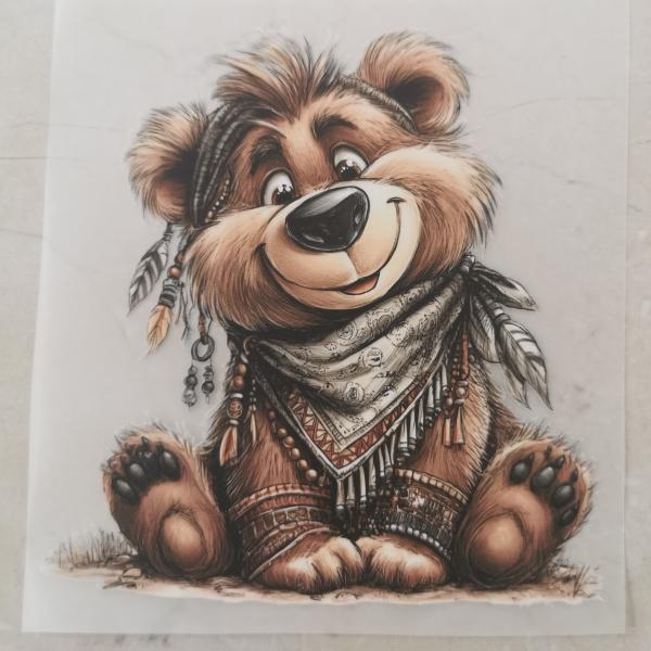 Bügelbild Bär Halstuch hell