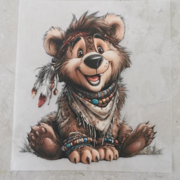 Bügelbild Bär Halstuch bunt