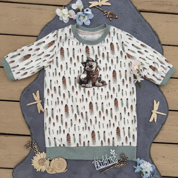 Bügelbild Hund Halstuch sitzend bunt