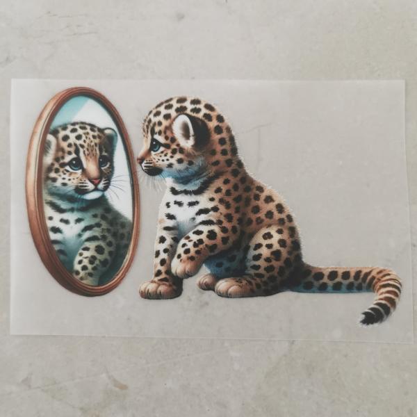 Bügelbild süßer Leopard Spiegel