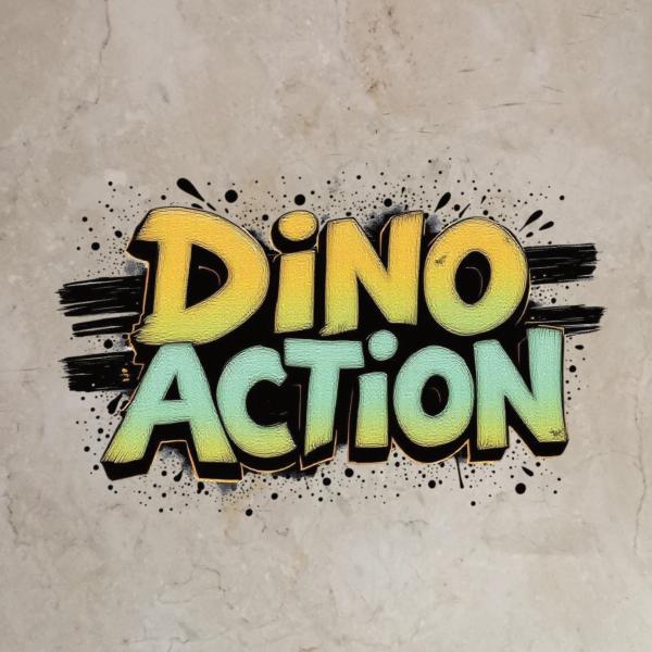 Bügelbild Schriftzug Dinoaction
