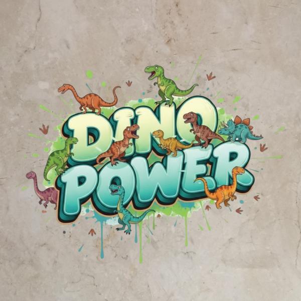 Bügelbild Schriftzug Dinopower hell