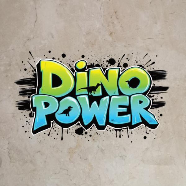 Bügelbild Schriftzug Dinopower dunkel