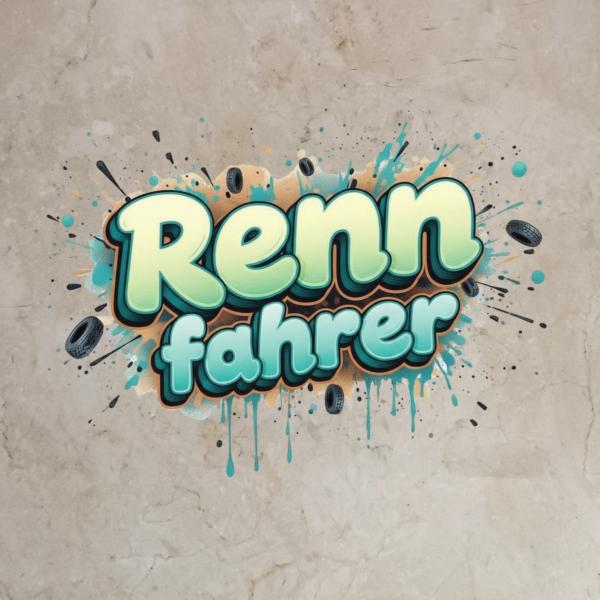 Bügelbild Schriftzug Rennfahrer