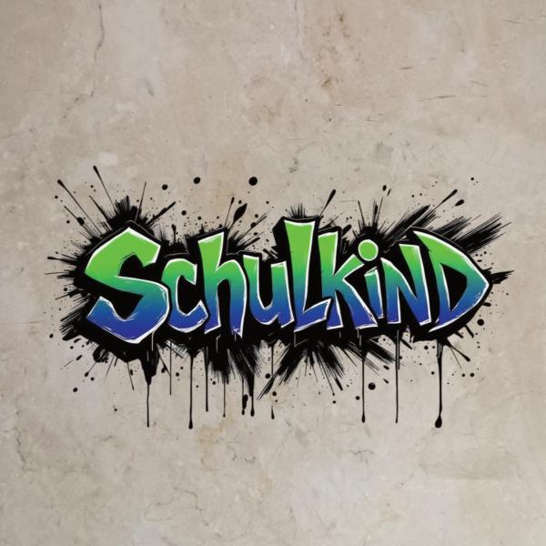 Bügelbild Schulkind blau-grün