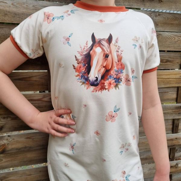 Bügelbild Pferdekopf floral peach