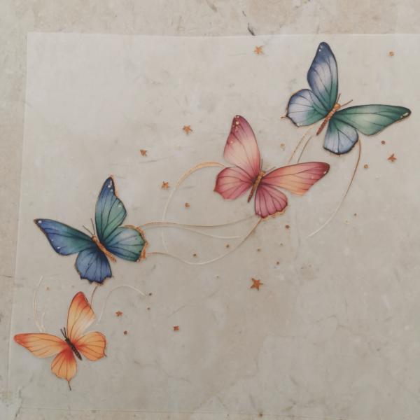 Bügelbild vier zauberhafte Schmetterlinge