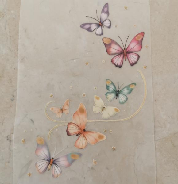 Bügelbild sieben zauberhafte Schmetterlinge geschwungen