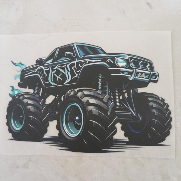 Bügelbild Monstertruck schwarz-blau