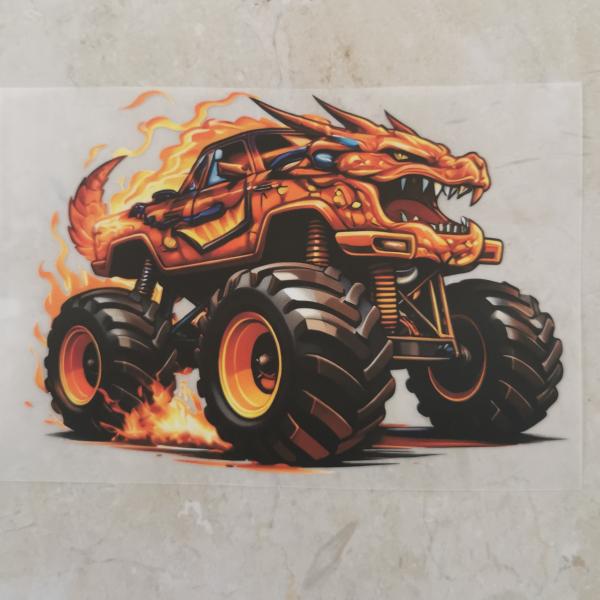 Bügelbild Monstertruck Drache