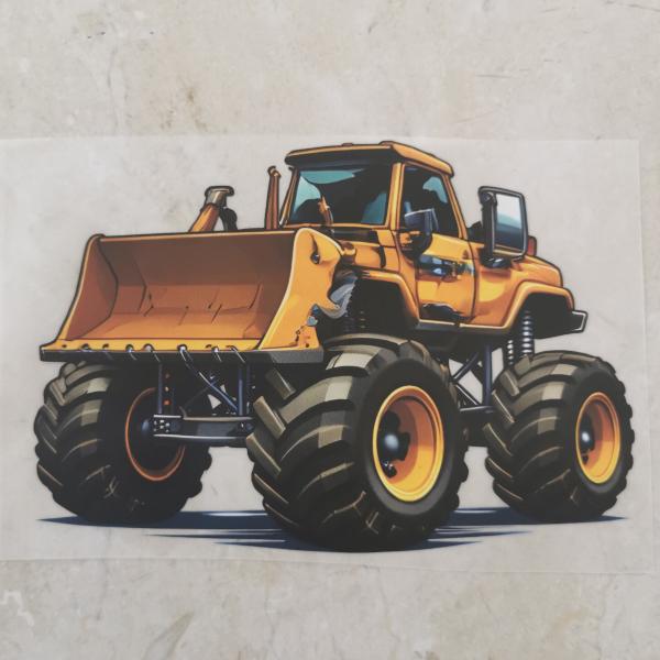 Bügelbild Monstertruck Tieflader