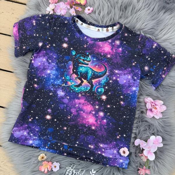 Bügelbild Galaxydino lila-türkis