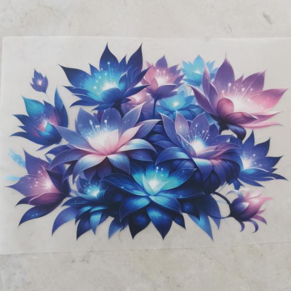 Bügelbild Galaxyflowers rosa-blau