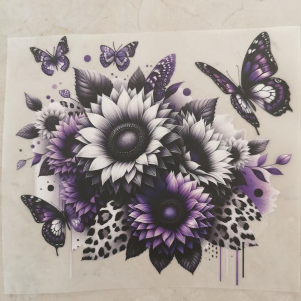 Bügelbild Leo-Sonnenblumen lila