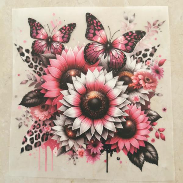 Bügelbild Leo-Sonnenblumen rosa