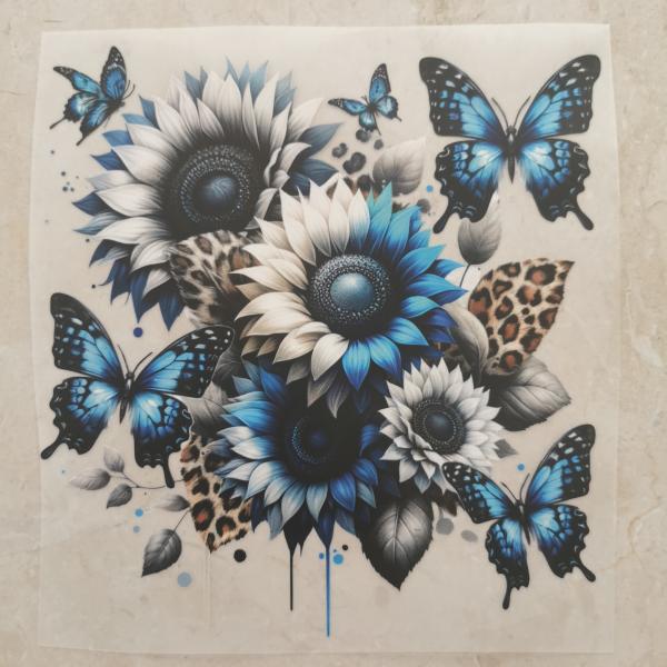 Bügelbild Leo-Sonnenblumen blau