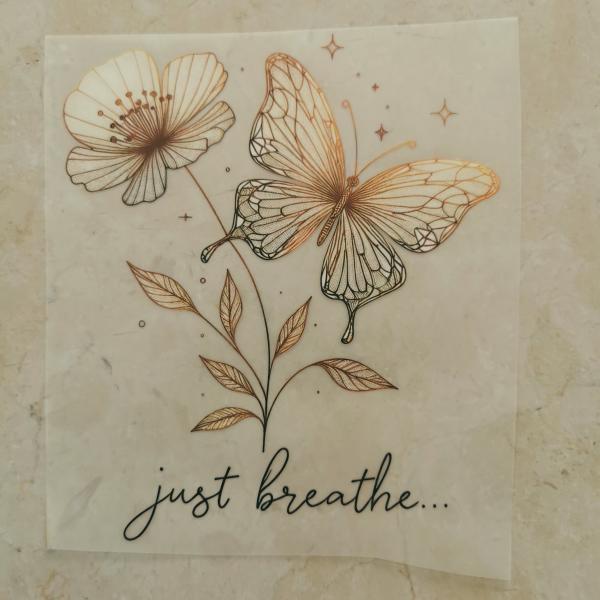 Bügelbild Einfach Atmen gold