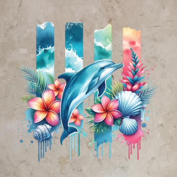 Bügelbild Delfin und Muscheln