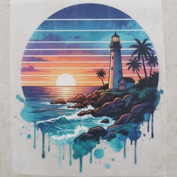 Bügelbild Leuchtturm Sunset