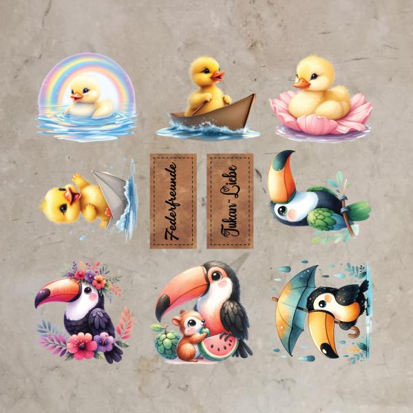 Bügelbild-Bundle Federfreunde