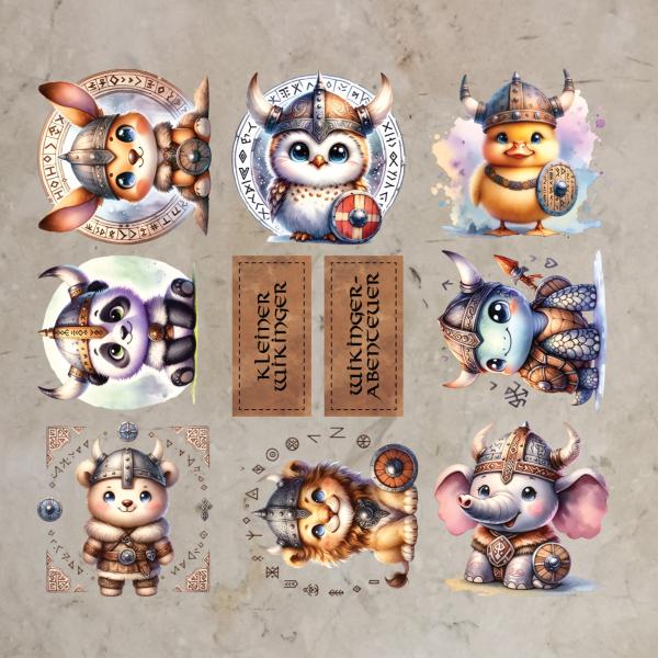 Bügelbild-Bundle süße Wikinger