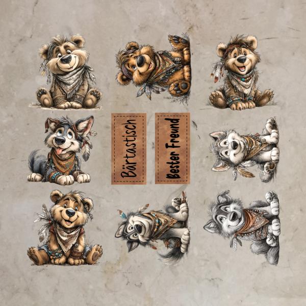 Bügelbild-Bundle Bären und Hunde
