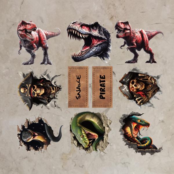 Bügelbild-Bundle Dinos, Skull und Schlangen