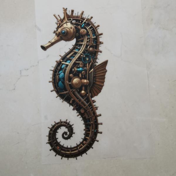 Bügelbild Meeres-Steampunk Seepferd