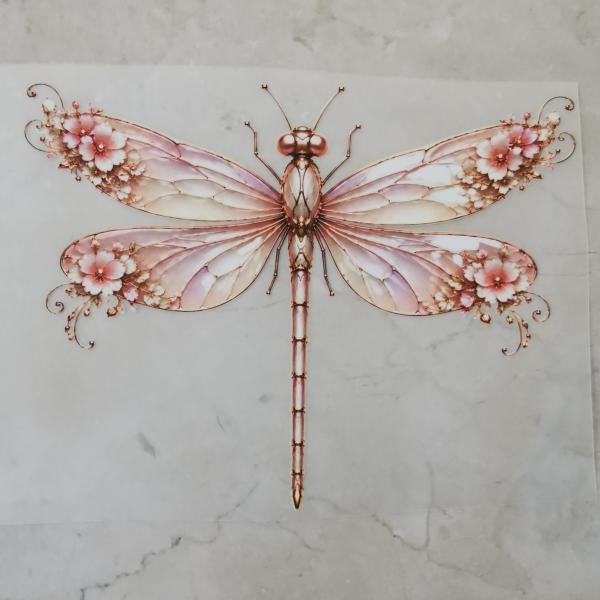 Bügelbild wundervolle Libelle rosa