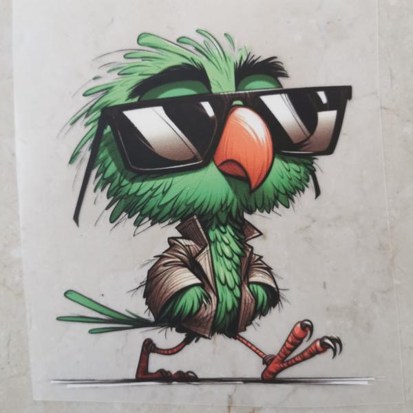 Bügelbild cooler Vogel Sonnenbrille