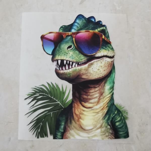 Bügelbild grüner Dino Sonnenbrille