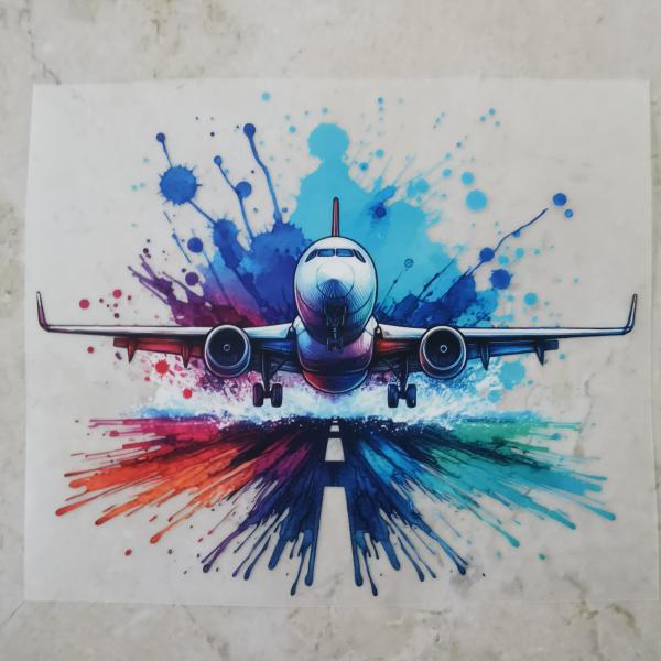 Bügelbild Flugzeug frontal Splashes