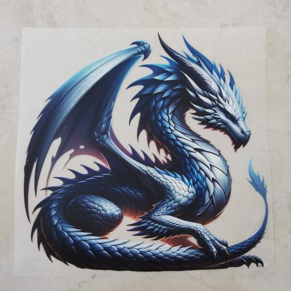 Bügelbild blauer Drache