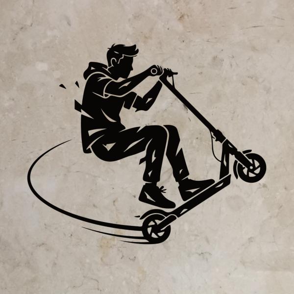 Bügelbild cooler Scooter-Fahrer springend