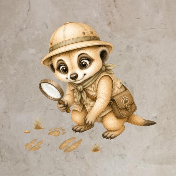 Bügelbild Erdmännchen Spurensucher