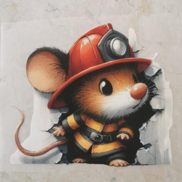 Bügelbild Feuerwehr-Maus