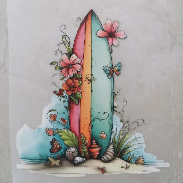 Bügelbild farbenfrohes Surfbrett