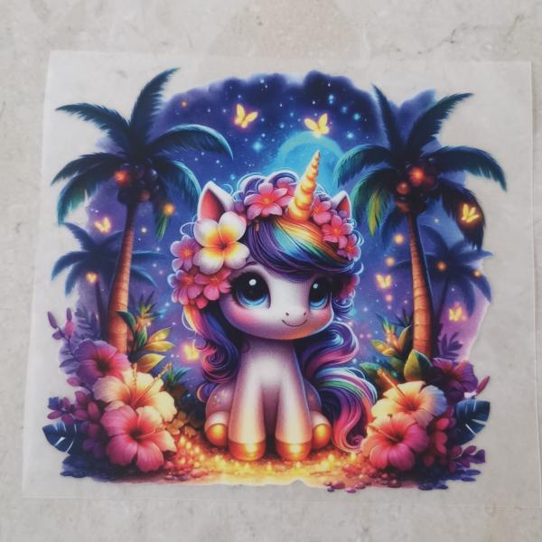 Bügelbild tropisches Einhorn bunte Strähne