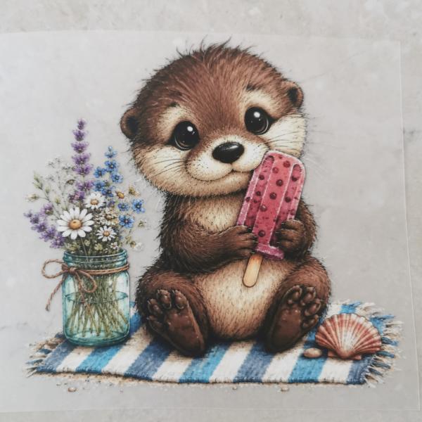 Bügelbild Otter mit Eis