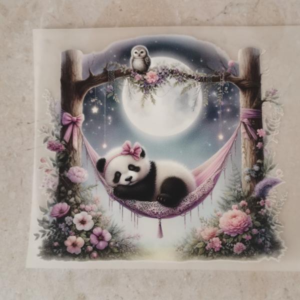 Bügelbild Panda Hängematte Vollmond