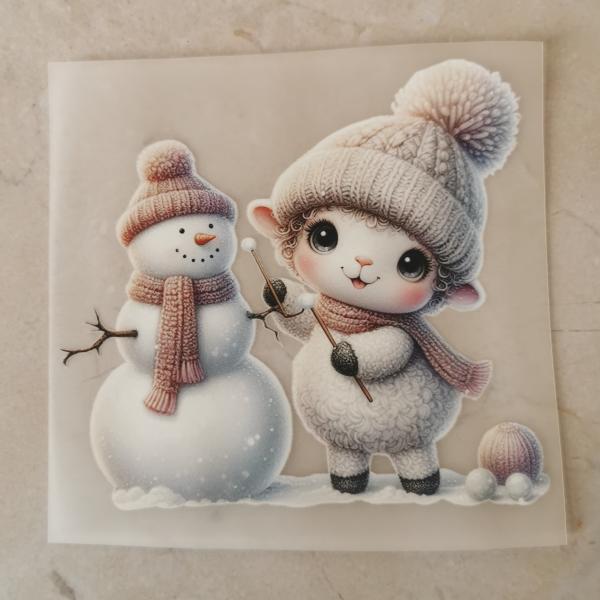 Bügelbild süßes Schaf Schneemann